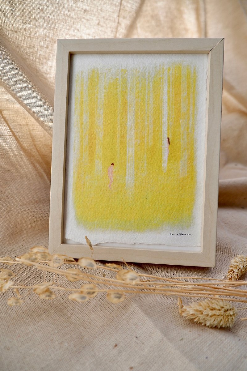 [Autumn Brew] Japanese original hand-painted watercolor painting with wooden frame - โปสเตอร์ - กระดาษ 