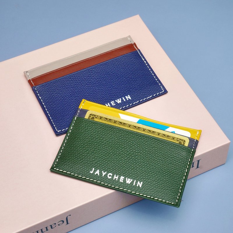Ltd Edition- 帶鑰匙扣的卡片夾套裝 card holder + keychain set - 名片夾/名片盒 - 真皮 藍色