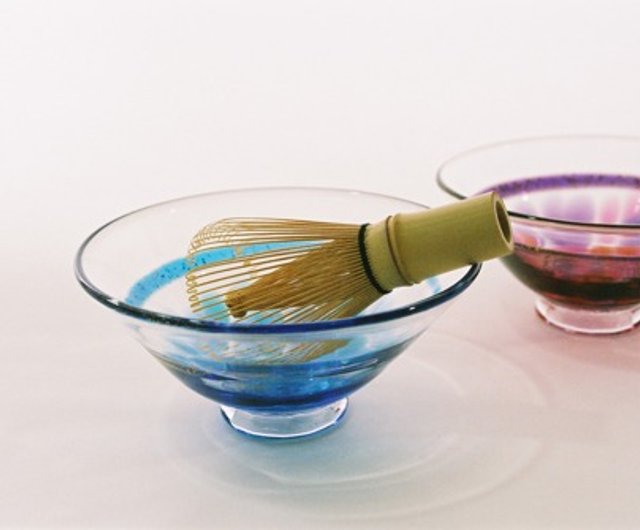 ガラス抹茶碗（抹茶茶碗・玉藻あお）お湯使用可・化粧箱入り- 設計館 