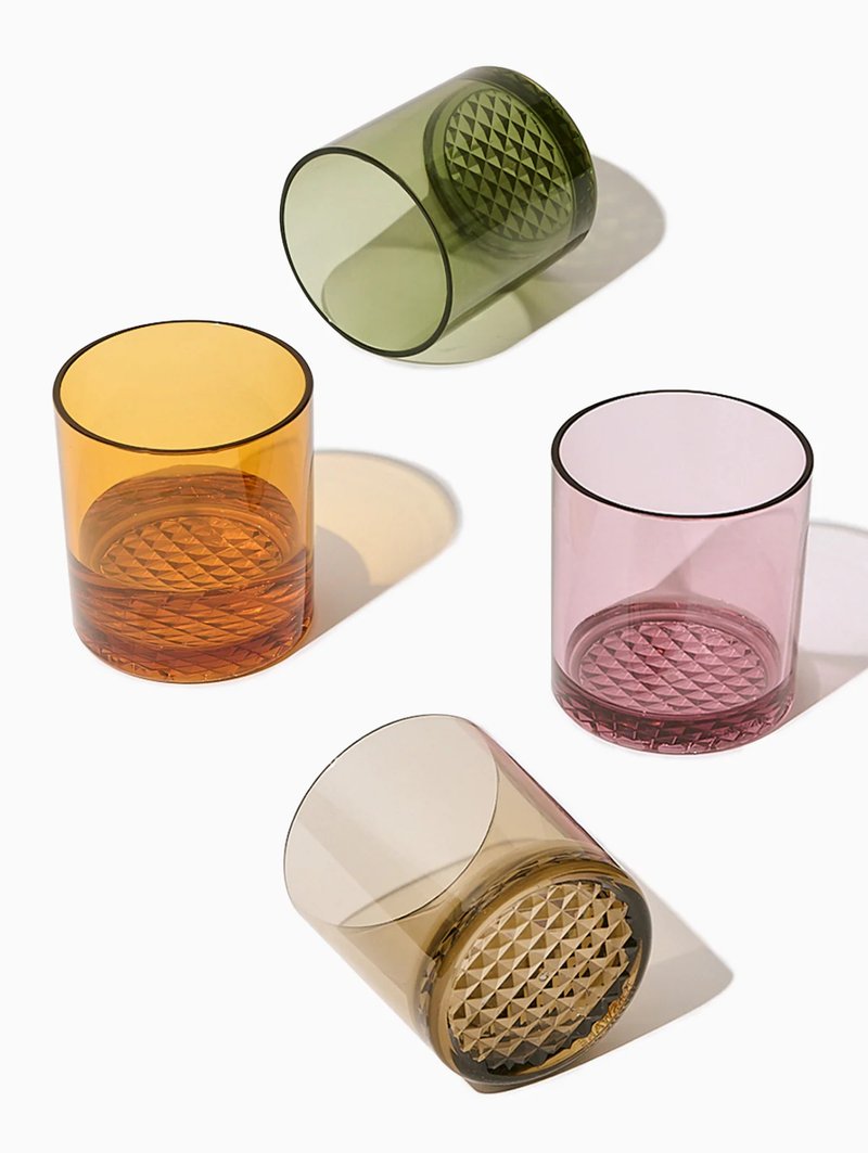 TOSSWARE 12oz Colorful Classic Whiskey Glass - Dishwasher Safe - Four Colors in a Box - แก้วไวน์ - วัสดุอื่นๆ หลากหลายสี