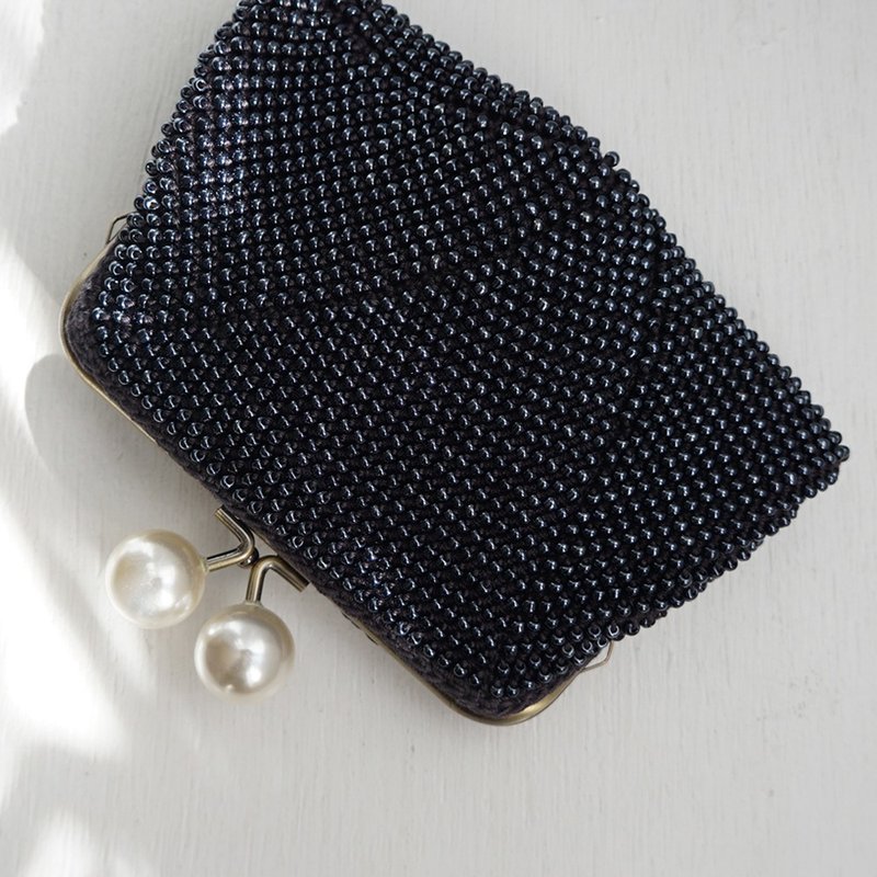 Ba-ba (m) Beads crochetpouch No.2111 - 化妝包/收納袋 - 其他材質 黑色