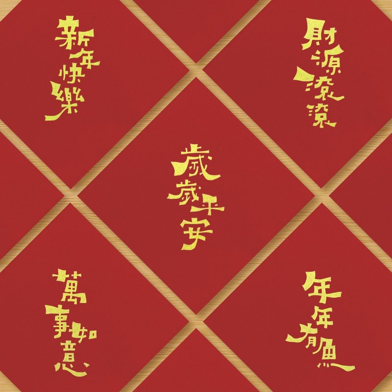 【過年賀歲春聯 \  5款供選擇】手繪 \ 空氣春聯 - 紅包袋/春聯 - 紙 紅色
