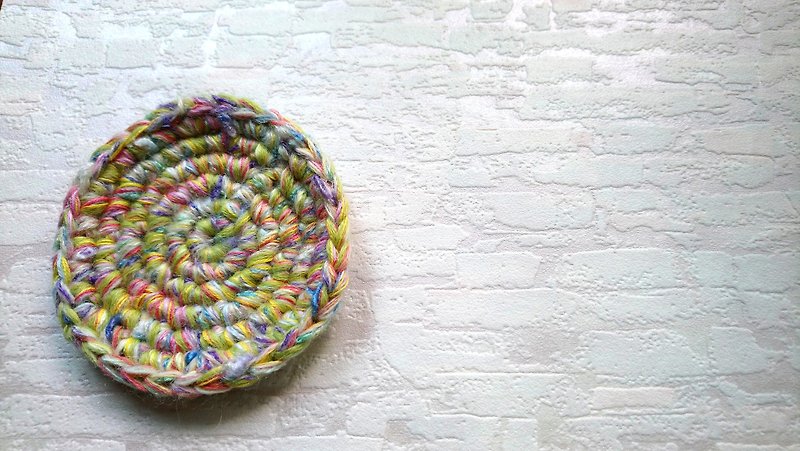 Hand-dyed yarn coaster - Coasters - Silk Multicolor