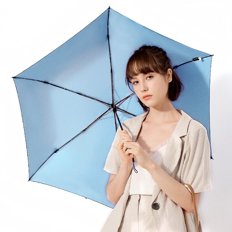 Prolla Ultra Mini Metallic Hand Open Folding Umbrella | Water Jump Series 130g Sunscreen Umbrella Blue - Umbrellas & Rain Gear - Waterproof Material Blue