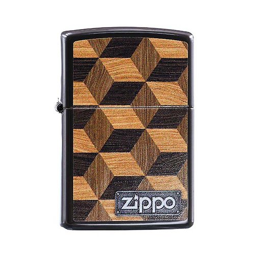 Zippo 【ZIPPO官方旗艦店】 經典木紋方塊防風打火機 CI412364
