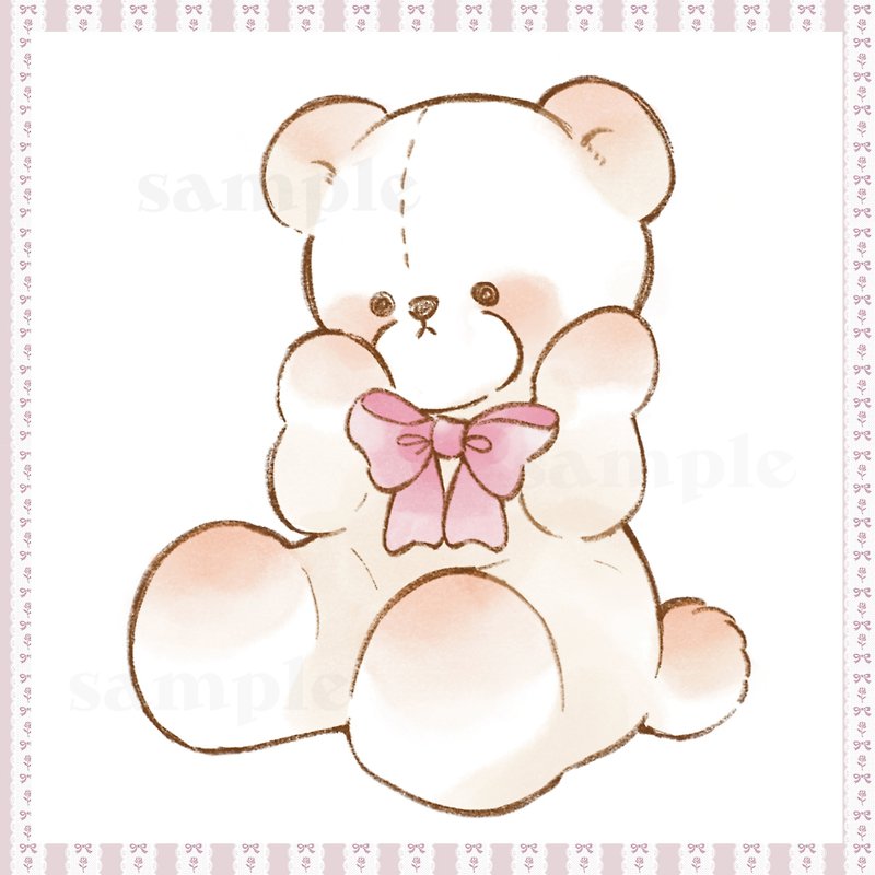 Shy Bear - シール - 紙 多色