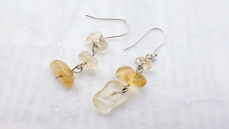 | Birthstone Series | November Citrine Sterling Silver Ear Hook Painless Clip-On Earrings Gift - ต่างหู - วัสดุอื่นๆ 