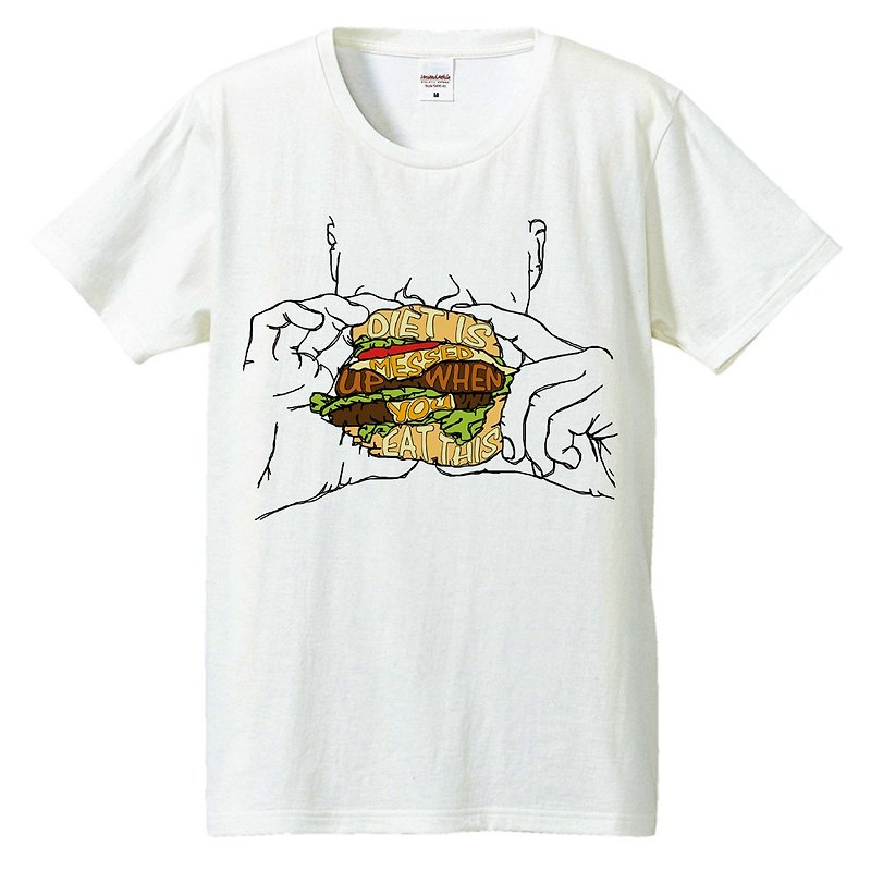 Tシャツ /  Diet is messed up when you eat this - 男 T 恤 - 棉．麻 白色