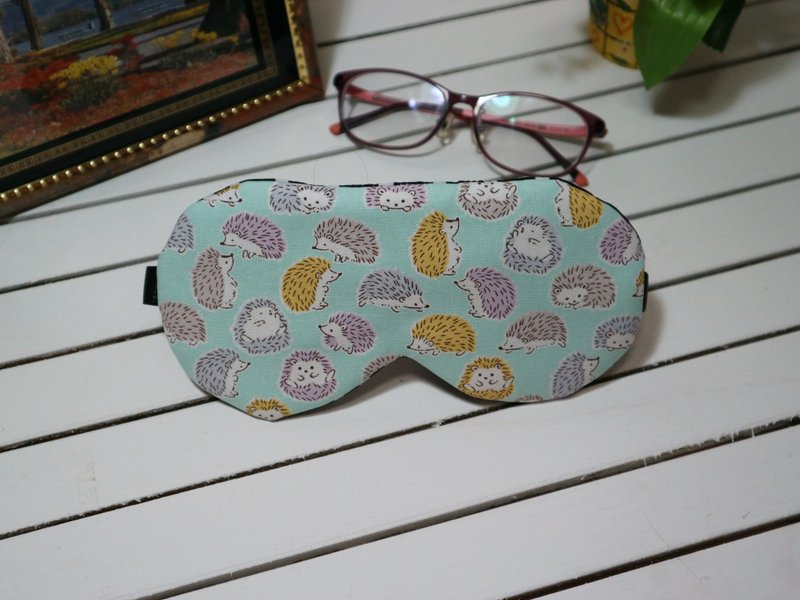 Lake green hedgehog adjustable sleep mask sleep mask - ผ้าปิดตา - ผ้าฝ้าย/ผ้าลินิน สีเขียว