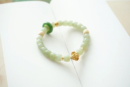 Angel's tears 天使之淚 Jewelry Design 7mm天然和田玉 /和闐玉-晴水玉 碧玉跑環925銀象神等設計單圈手串