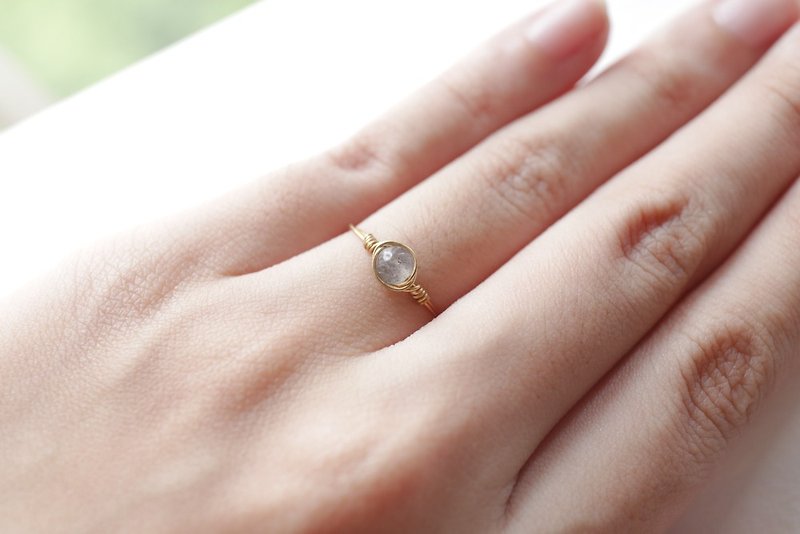 8月誕生石   3.5mm拉長石戒指　金色 - 戒指 - 寶石 灰色