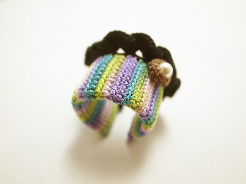 Crochet Lace Jewelry (Lace Fantasia 2-a) Crochet Ring Statement Ring Fiber Ring - แหวนทั่วไป - ผ้าฝ้าย/ผ้าลินิน หลากหลายสี