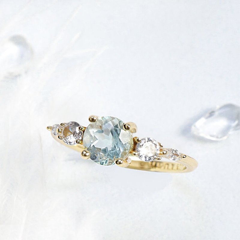 Poetry of the Ocean | R01 Aquamarine 925 Silver Ring (Two Colors Available) - General Rings - Gemstone Blue