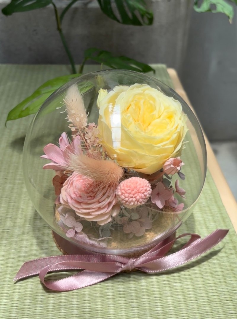 Yellow garden rose everlasting flower gift - ช่อดอกไม้แห้ง - พืช/ดอกไม้ สีเหลือง