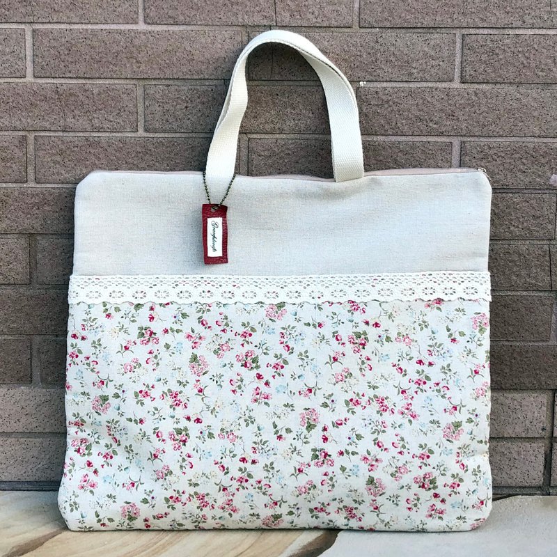 Gracefulcrafts-13吋Macbook手提電腦袋 電腦包 兩個前袋 (CB-4) - 電腦包/筆電包 - 棉．麻 粉紅色