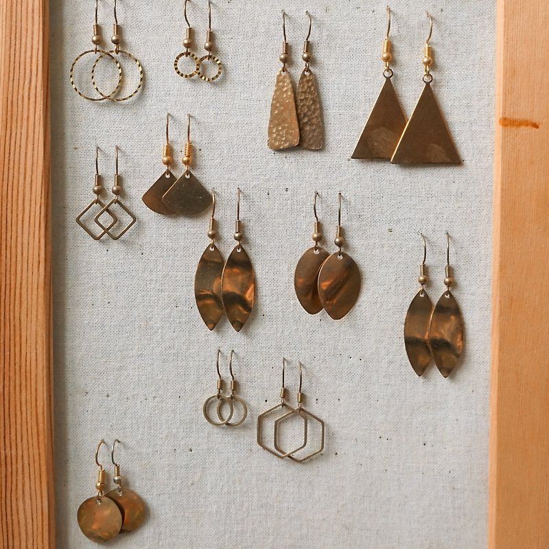 [Small paper handmade/paper art/ornaments] Basic, versatile and simple Bronze earrings - many styles to choose from - ต่างหู - ทองแดงทองเหลือง สีทอง