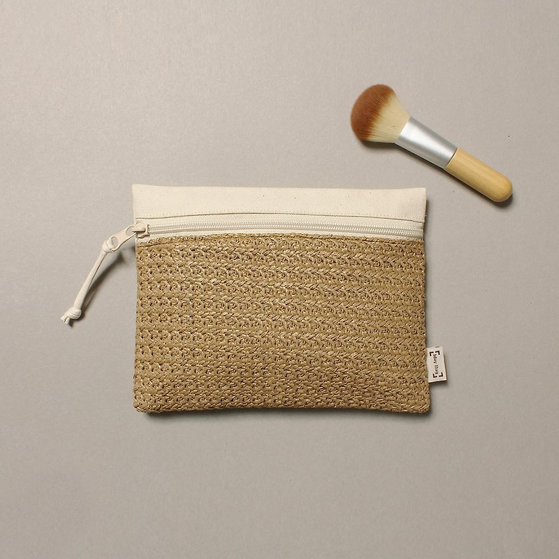 Natural rattan LayBag sleepy bag makeup small package - กระเป๋าคลัทช์ - ผ้าฝ้าย/ผ้าลินิน สีนำ้ตาล