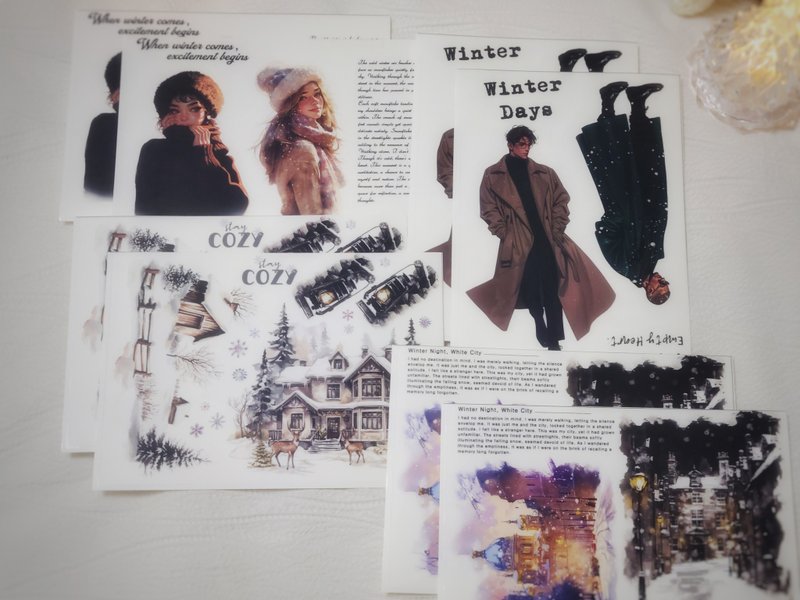Memories of the Midwinter - Boy Girl stickers 4MIX White PET (philip's store) - 貼紙 - 紙 多色