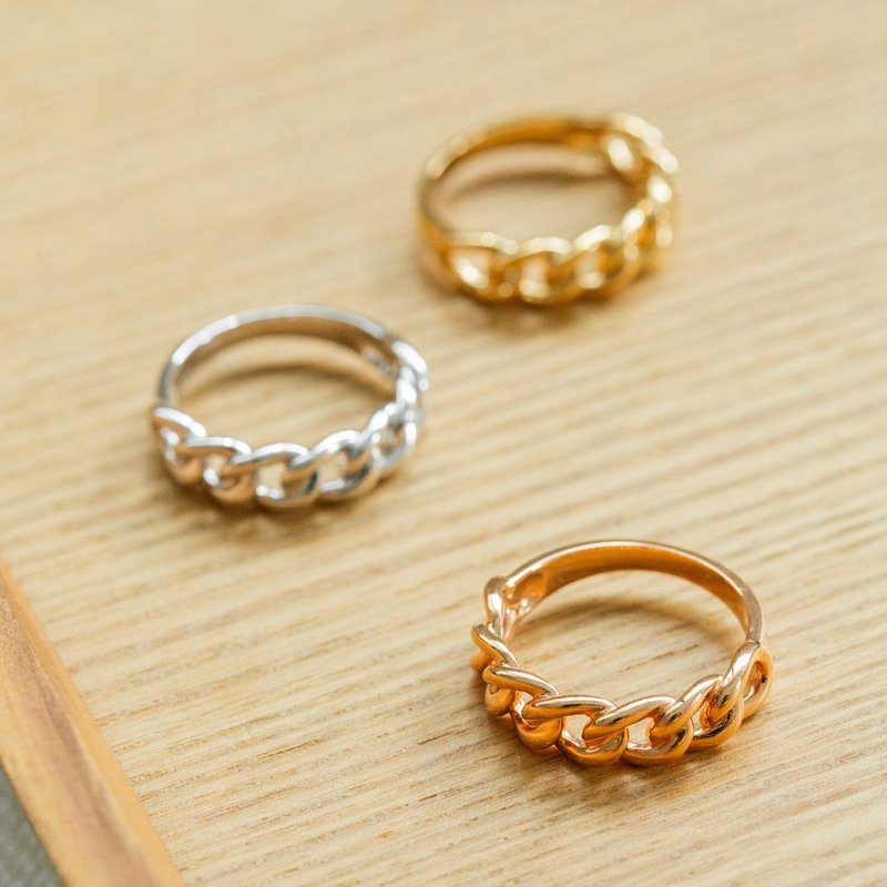 Pure 18K Cuban Ring (Small) Personalized K Gold Ring - แหวนทั่วไป - เครื่องประดับ สีทอง