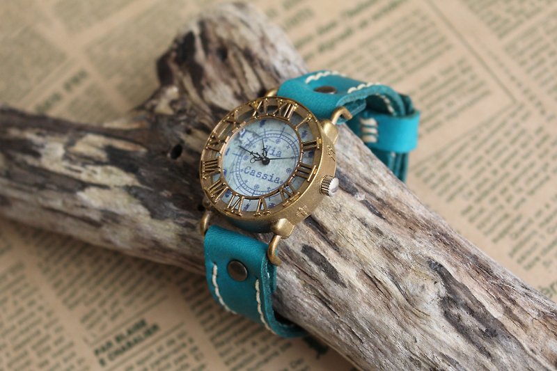 手作り腕時計　Via Cassia(M) (アンティークケース Blue文字盤 & Blue) - 腕時計 - 銅・真鍮 ブルー