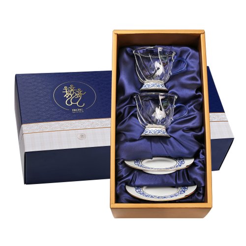 宜龍茶器 晶豔亞洲咖啡杯碟-2入禮盒(200ml)