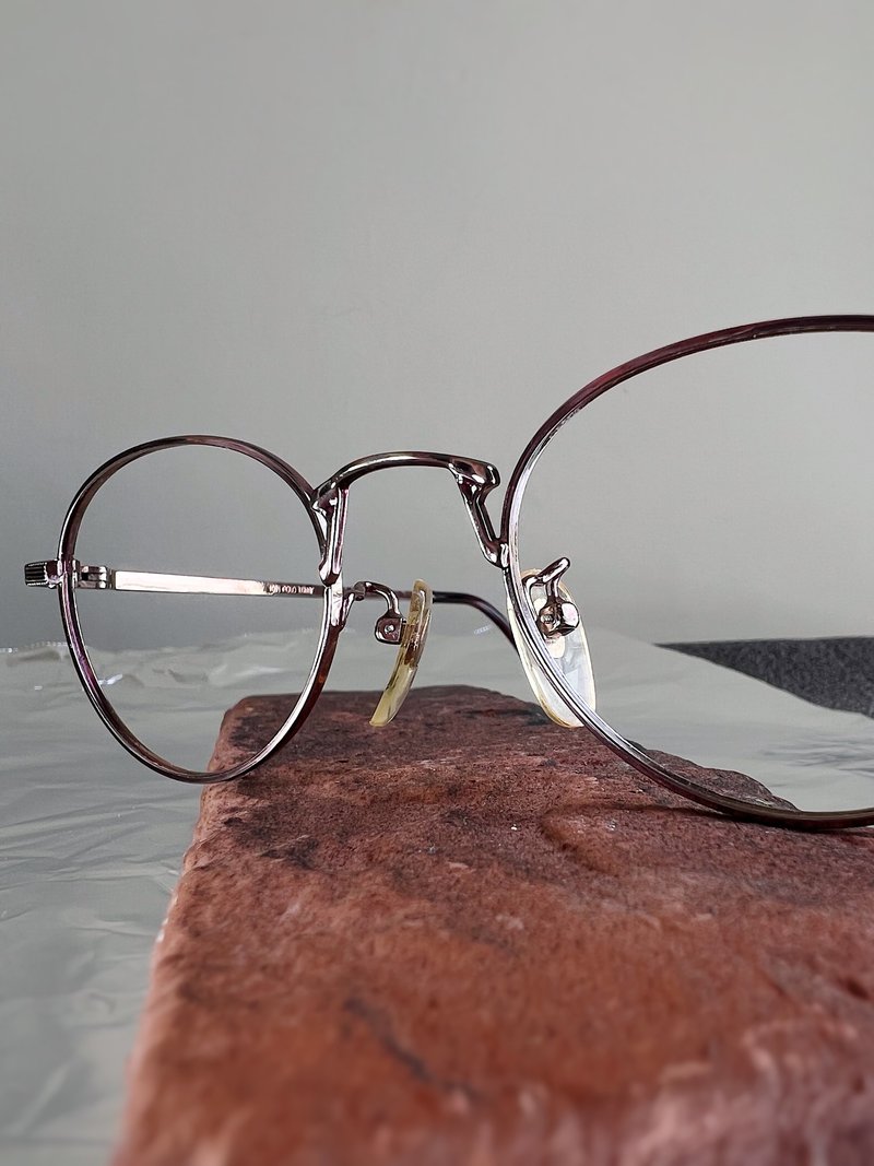 特殊鼻橋 玫瑰紫金18kgf鏡框眼鏡 古董目著めがね Japan/glasses - 眼鏡/鏡框 - 玫瑰金 紫色