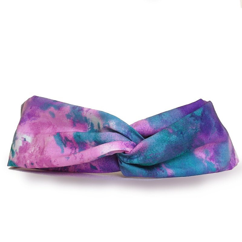 Blue and purple rendering American cloth cross headband - Headbands - Cotton & Hemp Blue