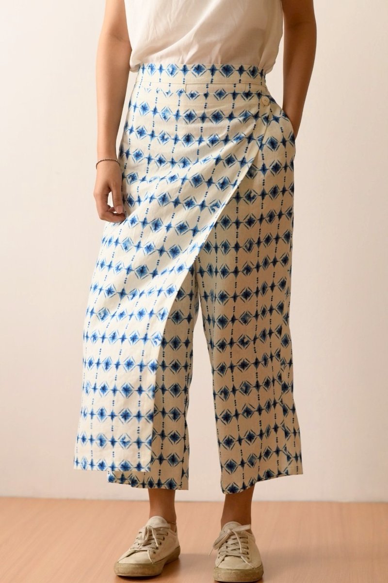 Linen mixed cotton long skort - 女長褲 - 亞麻 
