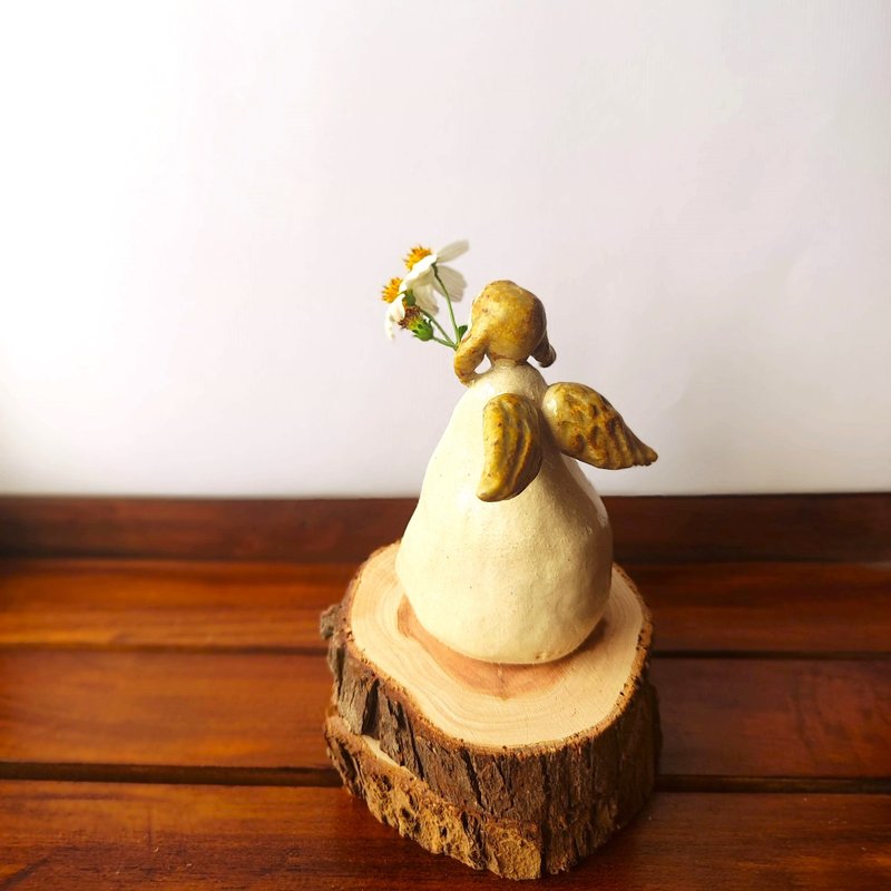 Handcrafted pottery incense stick holder- angel candle pedestal - เซรามิก - ดินเผา 