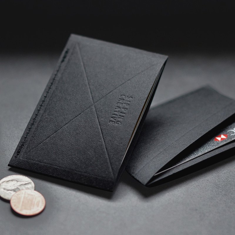 Extreme Thin Card Holder_X Mysterious Model [Can add mine engraving characters] - Wallets - Other Materials Black