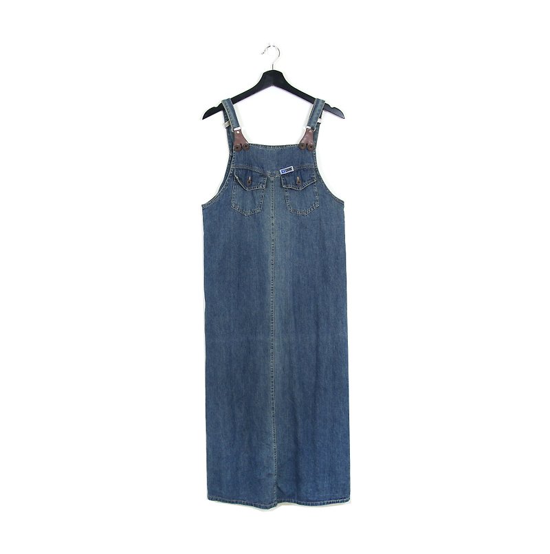 Back to Green :: Midnight Blue Leather Button Tannin Dress - One Piece Dresses - Cotton & Hemp Blue