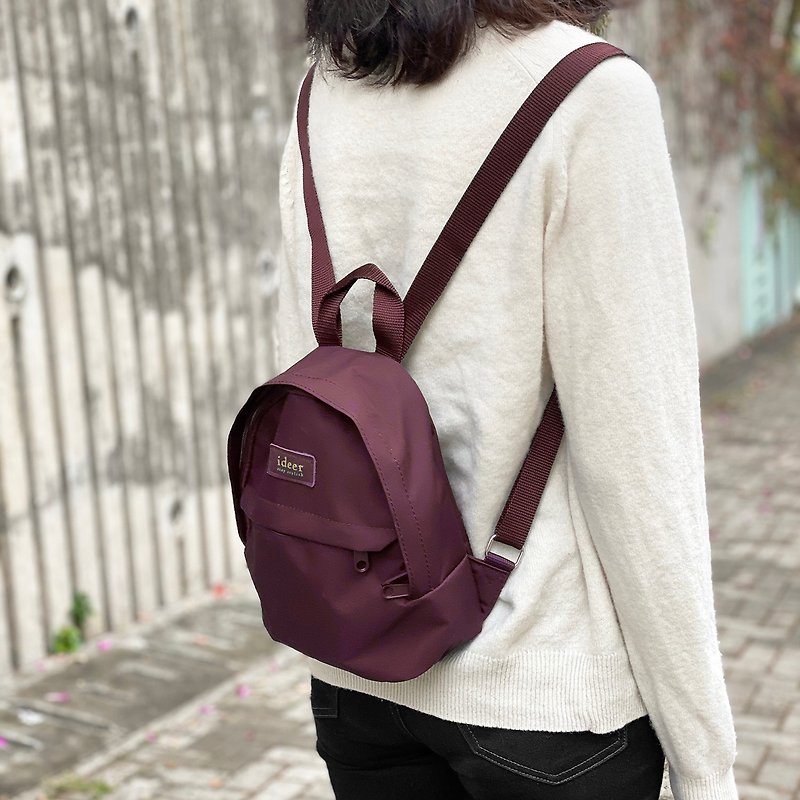 [Transfer] Kayla water-repellent nylon burgundy mini backpack ultra-light backpack school bag - Backpacks - Other Materials Red