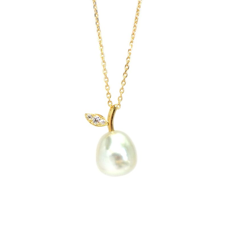 Fruit pendant White South sea pearl Diamond18K yellow gold - สร้อยคอ - ไข่มุก 