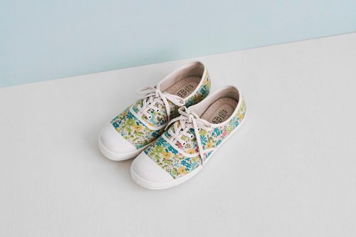 Lace-up casual shoes Flat Sneakers with Japanese fabrics Leather insole