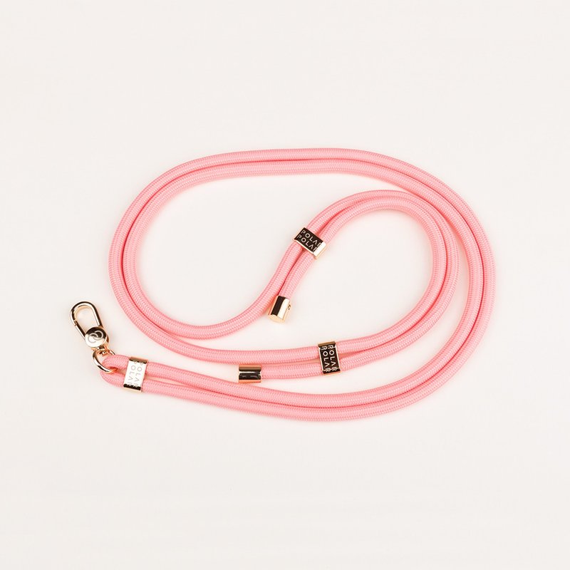 Pink Crossbody Phone Strap with Card - เชือก/สายคล้อง - เส้นใยสังเคราะห์ สึชมพู