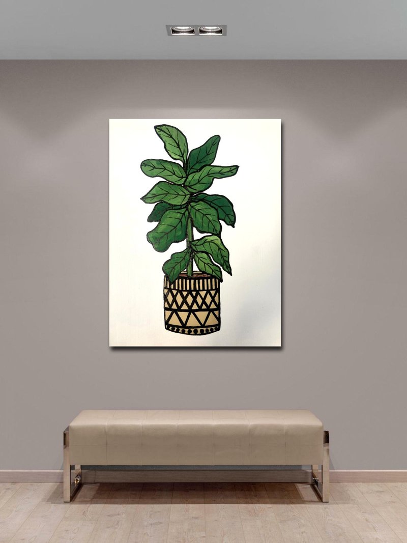 Indoor Plants Painting, Plant Wall Art,  Wall Decor, Botanical Painting - 海報/掛畫/掛布 - 壓克力 多色