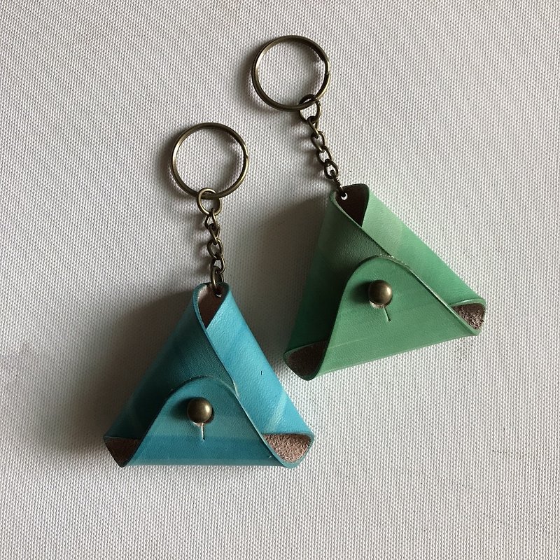 2入組_三角零錢包_里昂藍+青草綠 - 鑰匙圈/鑰匙包 - 真皮 多色