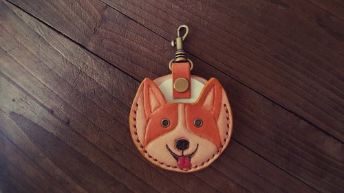 企夢想皮革帆布所 可愛科基犬 gogoro 鑰匙純牛皮皮革套