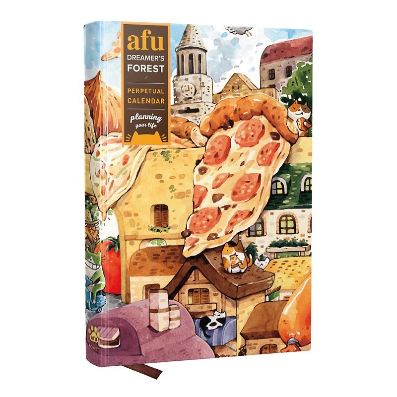 afu timeless cat notebook III - Happy Pizza City - สมุดบันทึก/สมุดปฏิทิน - กระดาษ สีส้ม