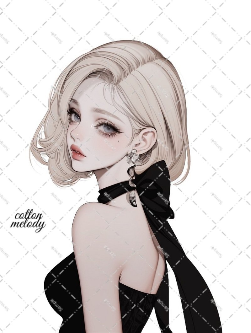 original sticker no.6890 人物ステッカー オリジナルステッカー 人物ステッカー 女の子ステッカー オリジナル人物ステッカー - 貼紙 - 紙 