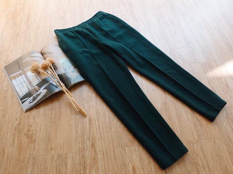 Vintage下著 / 毛料長褲 no.99 - 闊腳褲/長褲 - 其他材質 綠色
