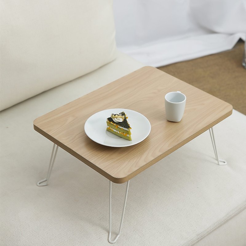 Wood grain texture (small) Japanese-style folding table / Japanese-style table / Tea table / Small dining table / Bed table (four colors optional) - โต๊ะอาหาร - ไม้ 