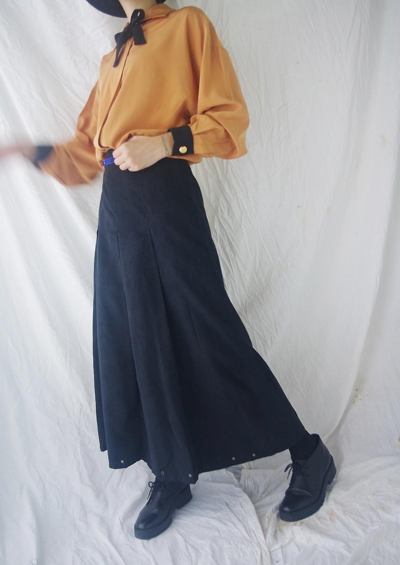 トレジャーヴィンテージ - レトロ黒のスエードのドレスの割引 - スカート - コットン・麻 ブラック