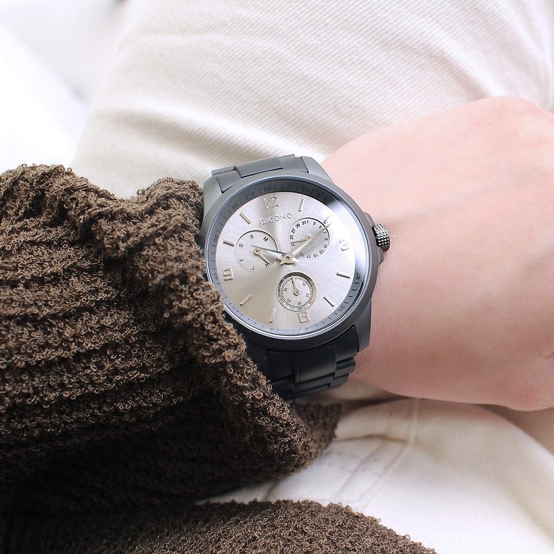 Original 經典真三眼多功能系列不鏽鋼錶帶手錶 / OR-9704 霧鐵灰 - 男裝錶/中性錶 - 不鏽鋼 
