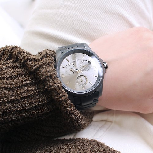 PICONO Watches Original 經典真三眼多功能系列不鏽鋼錶帶手錶 / OR-9704 霧鐵灰