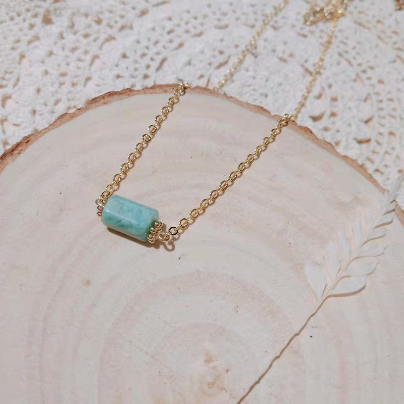 [Tiffany] Tianhe Stone necklace/customizable length/18k plating/rare columnar crystal - Necklaces - Crystal Blue