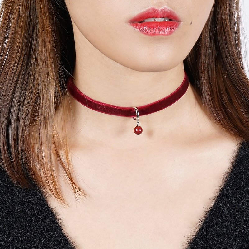 VISHI925 sterling silver imported high quality stretch velvet choker female collar neck necklace with Cai Xukun - Necklaces - Other Materials 