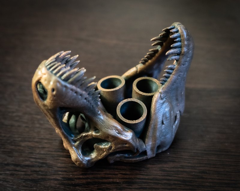 Dinosaur T-Rex Toothbrush Holder Bathroom Accessories 3d printed - 衛浴用品/浴室收納 - 塑膠 金色