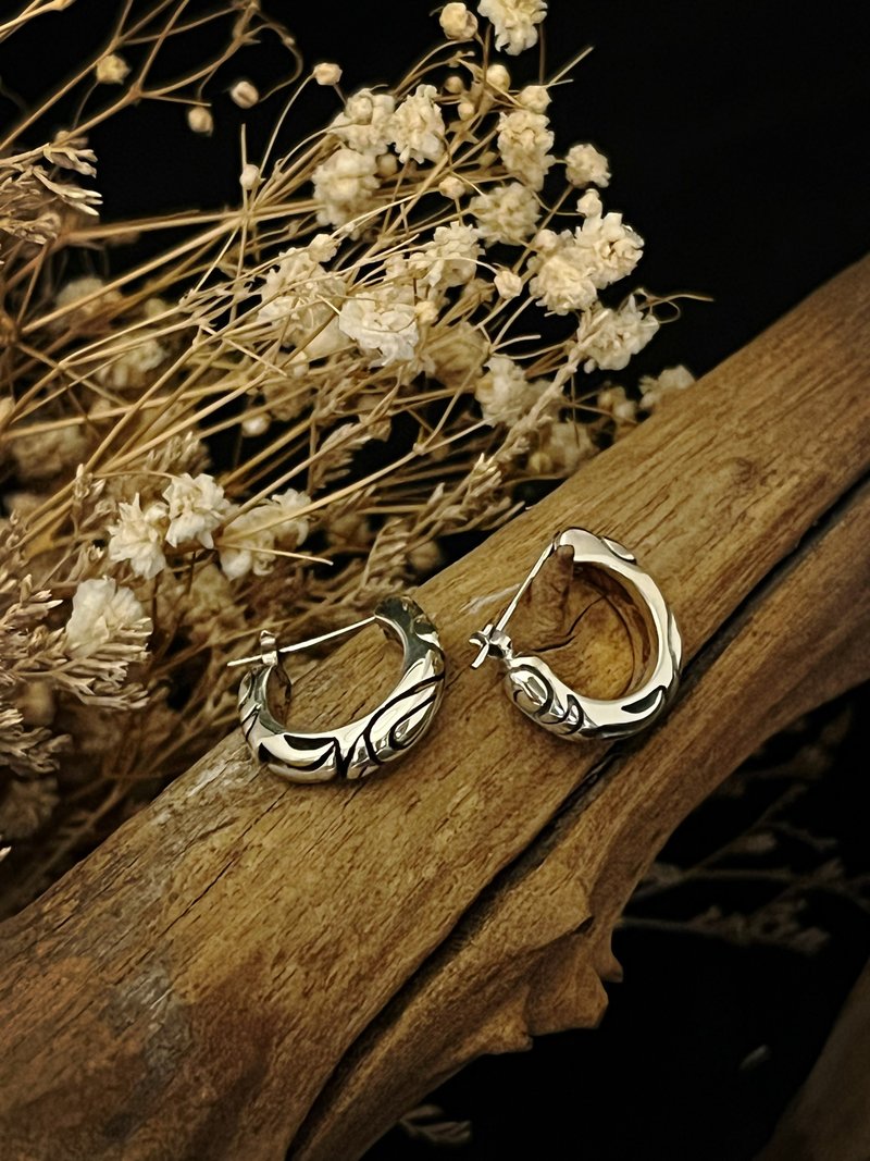 [New Product] Totem Earrings/Easy Buckle/Single/Indian/Sterling Silver - ต่างหู - เงินแท้ สีเงิน