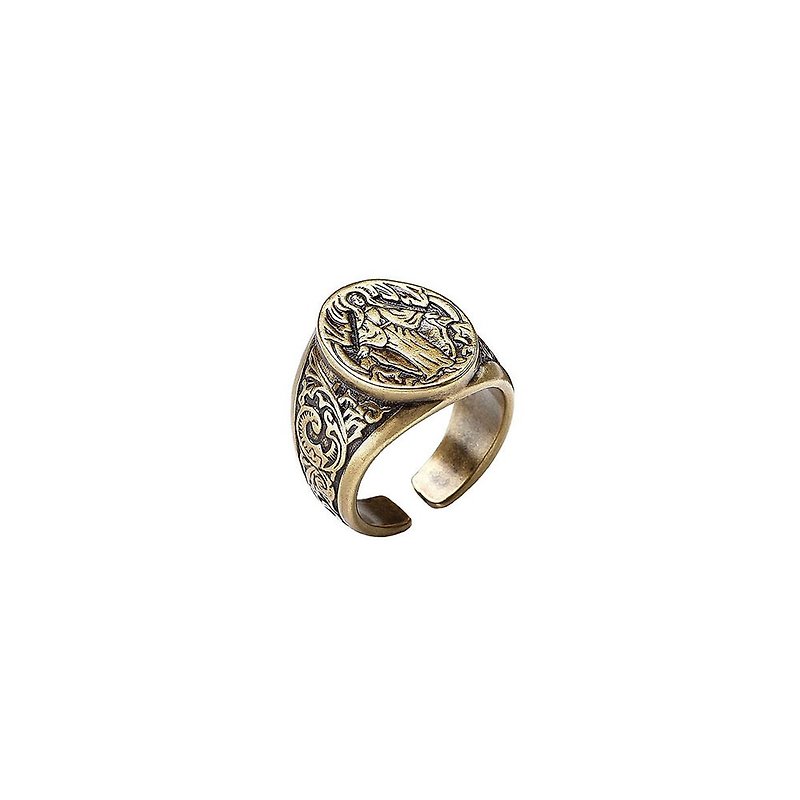 Carved Mother of God Ring - แหวนทั่วไป - โลหะ สีทอง